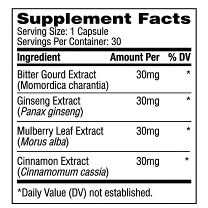 Bitter Melon & Cinnamon Extract – Blood Sugar Support (30 Vegetarian Capsules)