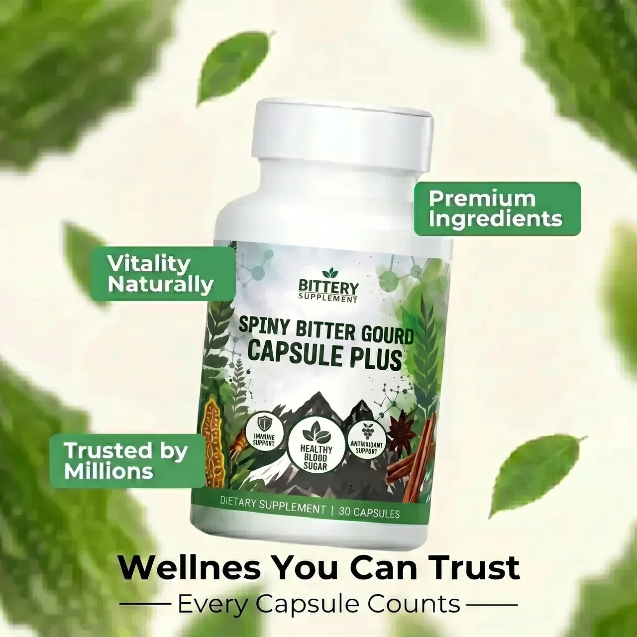 Bitter Melon & Cinnamon Extract – Blood Sugar Support (30 Vegetarian Capsules)